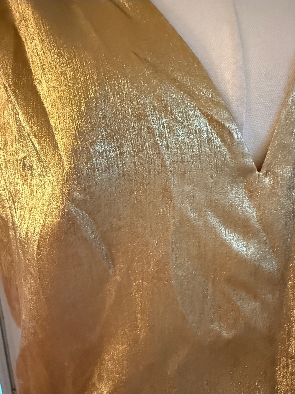 Adrianna Papell Metallic Gold V-Neck Midi Dress - Picture 3 of 6
